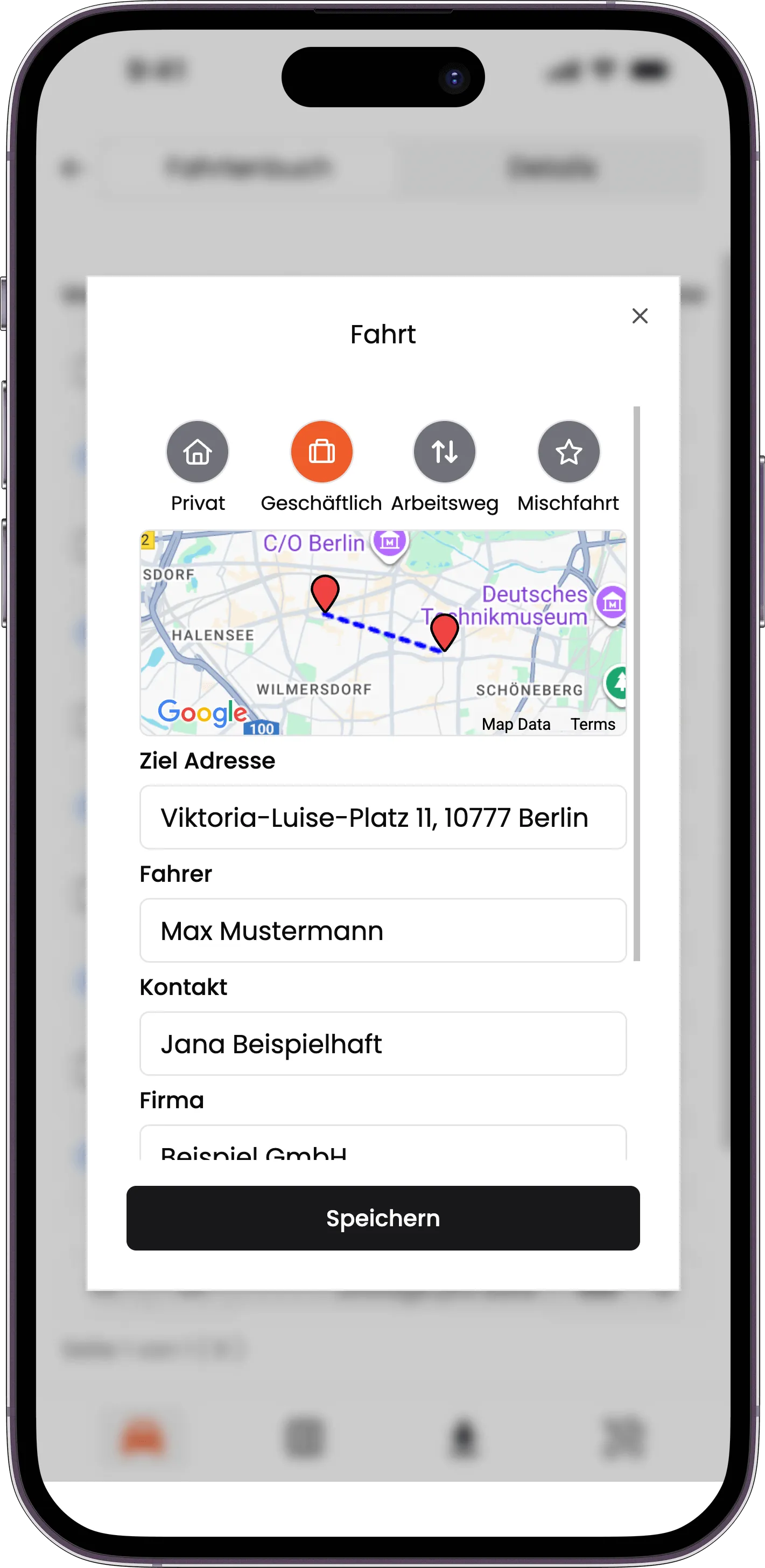 Digitales Fahrtenbuch mit GPS Tracking