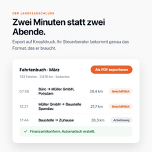 Elektronisches Fahrtenbuch – finanzamtkonform & automatisch